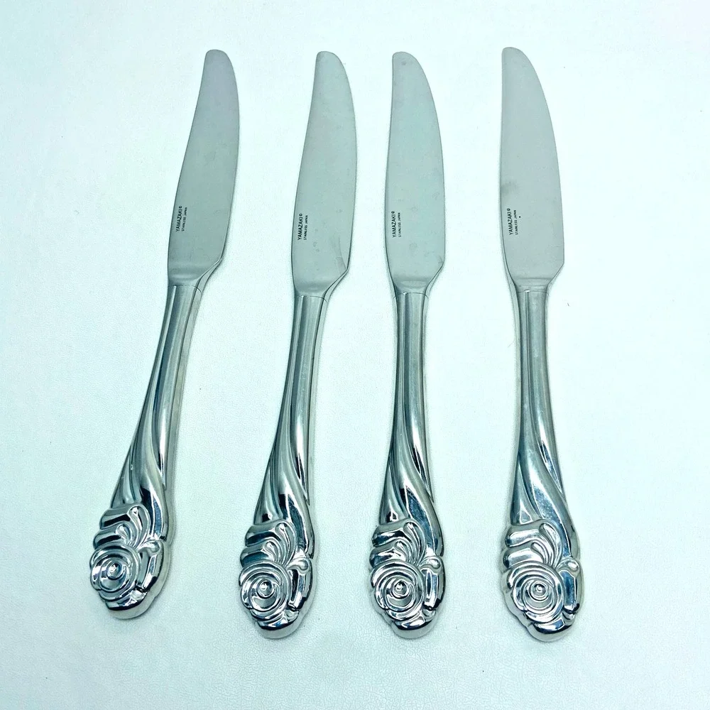 Yamazaki Ribbon Rose Replacement Stainless Glossy Butter Knife Set of 4 Flatware